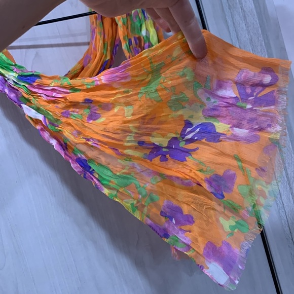 Ralph Lauren Orange Floral Silk Scarf - Picture 3 of 3
